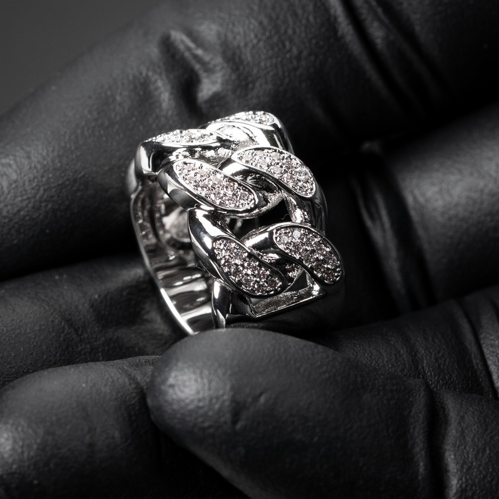 Men's Silver Pavé Cuban Link Ring - Premium Fashion Jewelry